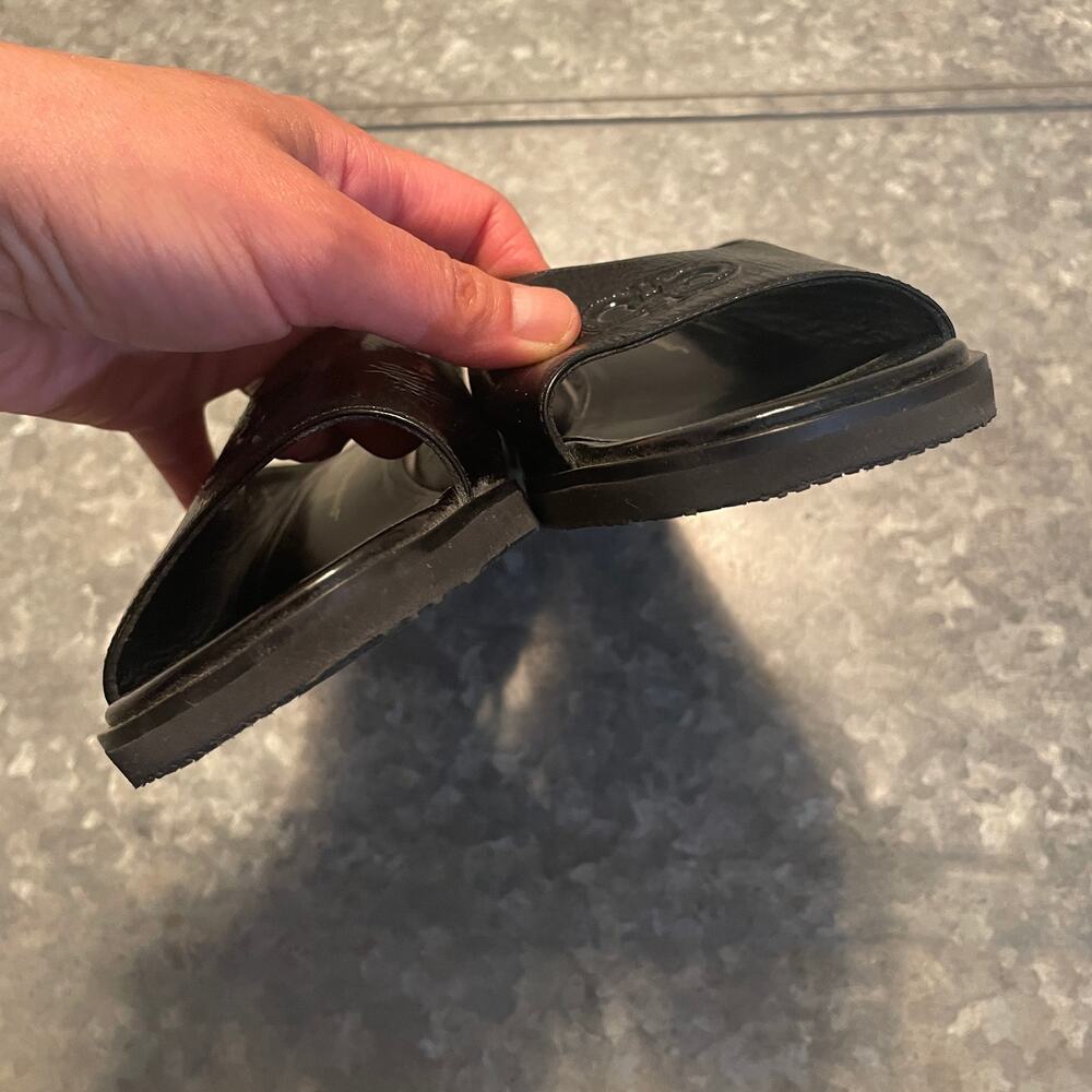 Salvatore Ferragamo Patent Leather Slides Black 9 B Lightweight Platform Sandals - Picture 4 of 13
